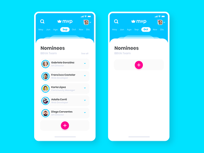 MVP App UI adobexd awareness blue button buttons minimal nominees ranking ui ux
