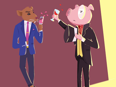 Year of the Rat and Pig aina badejo art branding cartoon character design cheers cool design gentleman illustration mayomeed mayomide nigeria party photoshop smart suit wine year of the pig year of the rat