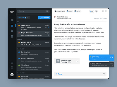 Mail Desktop App app chat collaboration communication darkui desktop app desktop application encrypt interaction design interface macos macosapp mail mail app secure software ui user experience user interface ux
