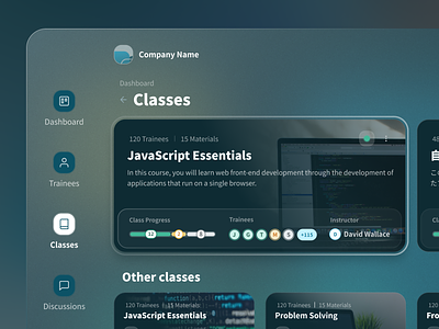 Class Details app classes darkmode darkui dashboard details elearning exploration figma figmadesign interaction design interface ui user experience user interface ux