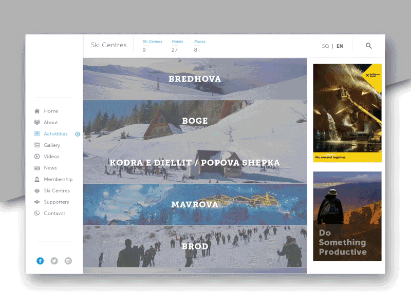 Snownjeri Ski Centres Animation animation interaction design motion design ui ui animation ux web web app