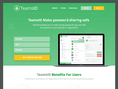 TeamsID - Landing Page call to action conversion hero area hero image landing page password team ui user experience user interface ux