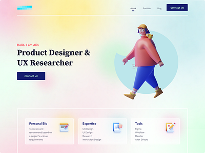 Personal Portfolio Website 2021 trend 3d blurred background clean color creative design dribbble best shot glassmorphism hero landing page minimal personal portfolio portfolio portfolio website ui ux