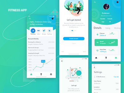 Fitness App UI Design app branding clean color design illustration ios landing page logo minimal ui ux vector