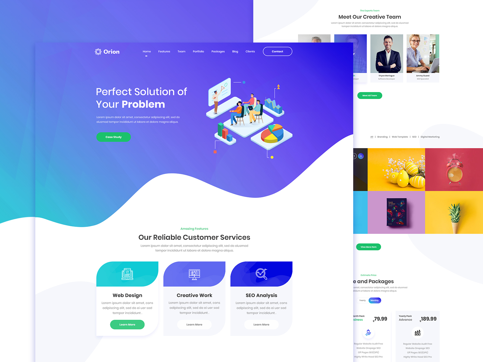 Orion - One Page Digital Agency HTML Template by Fatema Tuz Sultana on ...