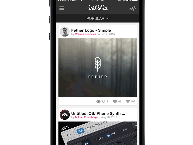 Dribbble Mobile UX animation dribbble gif interaction interface ios mobile ui ux wlebovics