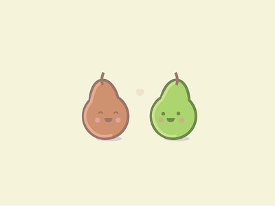 Pair of Pears art heart icon illustration line love pear two vector wlebovics