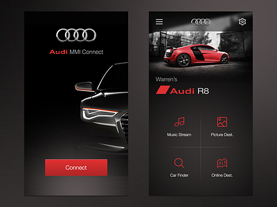 Audi MMi Connect App UI app audi car connect interaction interface iphone 6 ui ux wlebovics