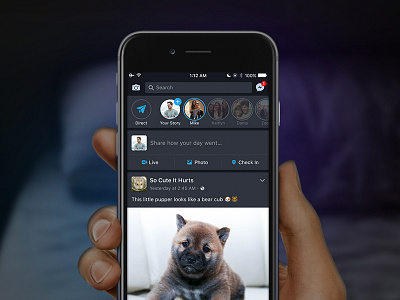 Facebook for iOS - Night Mode app dark facebook mobile night social theme ui ux wlebovics