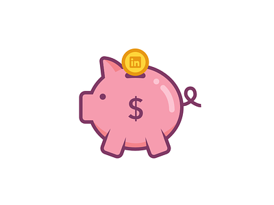 LinkedIn Piggy Bank Sticker dollar illustration linkedin money pig piggy bank sticker wlebovics