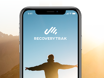 RecoveryTrak Branding addiction branding free hand iphone x logo mark mock recover screen splash wlebovics