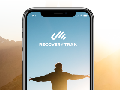 RecoveryTrak Branding addiction branding free hand iphone x logo mark mock recover screen splash wlebovics
