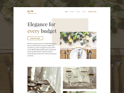 K&W Wedding Rentals desktop dinner elegant event gold kitchen rental ui website wedding wlebovics