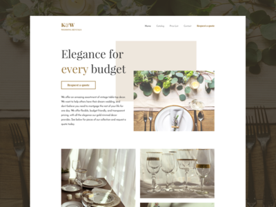 K&W Wedding Rentals desktop dinner elegant event gold kitchen rental ui website wedding wlebovics