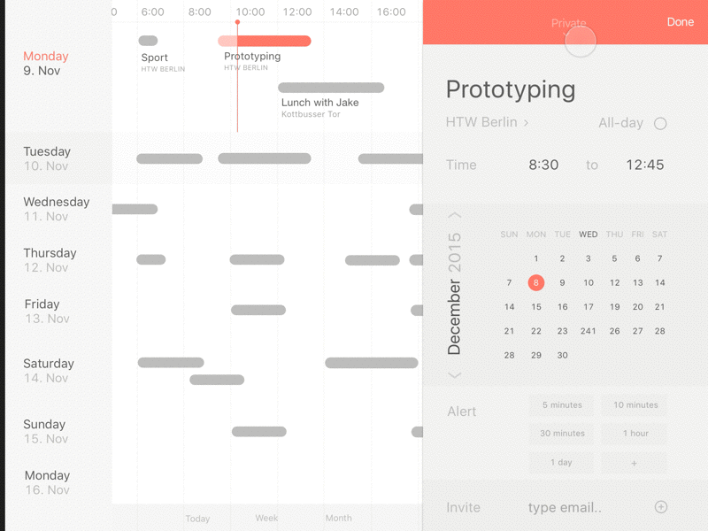 Calendar animation animation calendar ipad principle prototype