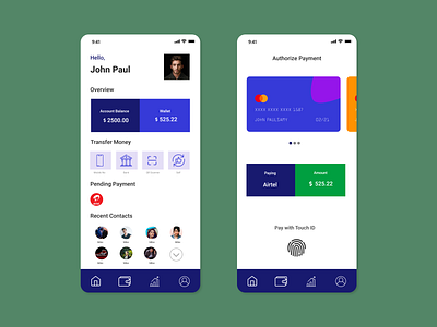 Touch ID Payment | Banking App android app apple apple watch banking branding design illustration interaction ios minimal payment touch id ui vector wallet