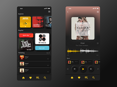 Music Streaming App UI 2021 dark dark theme design ios mobile music new player podcast songs streaming app trending ui