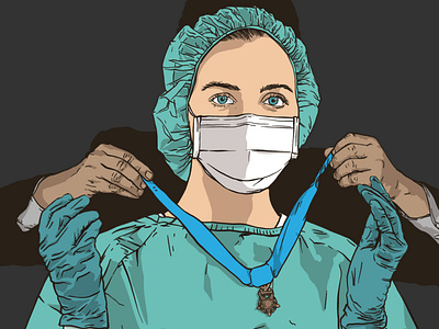 Doctors on the Frontlines covid19 doctor drawing illustration illustrator medal medical professional pandemic vector
