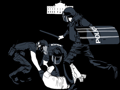Domination concept drawing editorial illustration illustrator police vector violence