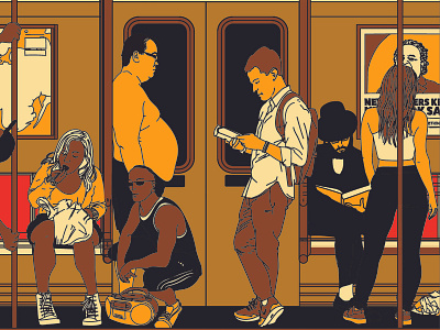 commuter design drawing editorial illustration illustrator vector