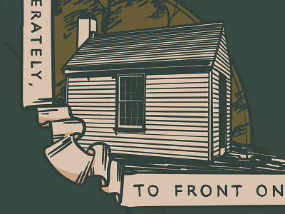 Thoreau WIP cabin concept design drawing illustration illustrator landscape poster art vector wip