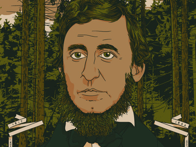 Thoreau drawing illustration illustrator landscape portrait art vector