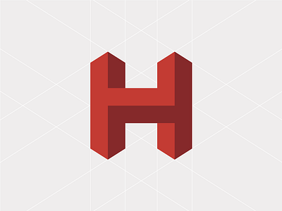 H Mark escher grid h letter logo perspective red