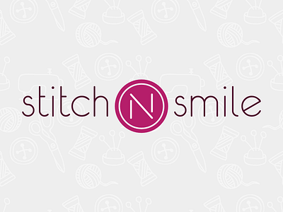 Stitch-N-Smile logo brand branding graphic design logo pictogram pink type