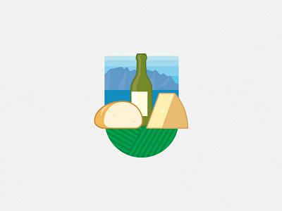 Wine, cheese & bread bread cheese food illustration logo switzerland wine