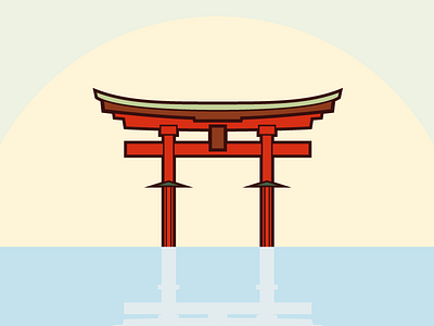 Miyajima border hiroshima illustration itsukushima minimalist miyajima shrine torii vector