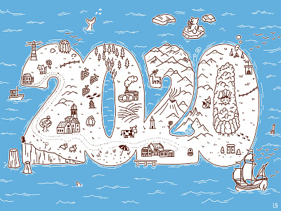2020 island cartography illustration island lighthouse map