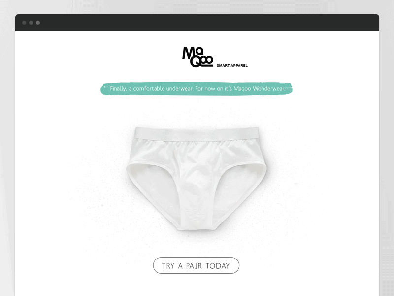 Promo web page for underwear shop promo design promo page underwear website