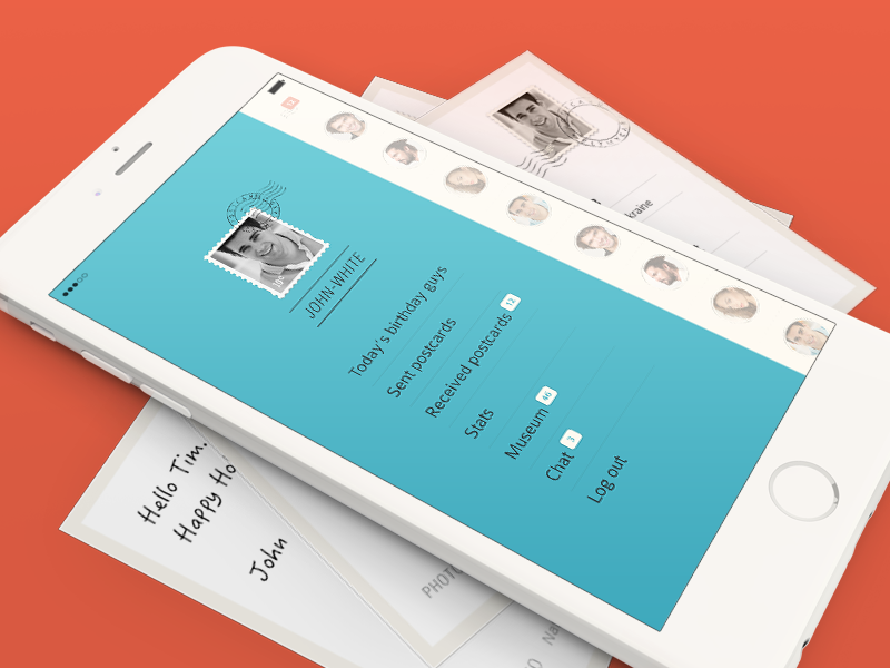 Menu for iOS Postcards app by Lena Zaytseva for Kultprosvet on Dribbble