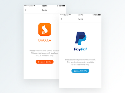 Payment system authorization app color dwolla flat flow interface option payment paypal ui ux