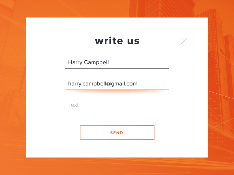 Contact us form animation contact form gif input field interface orange ui ux web design