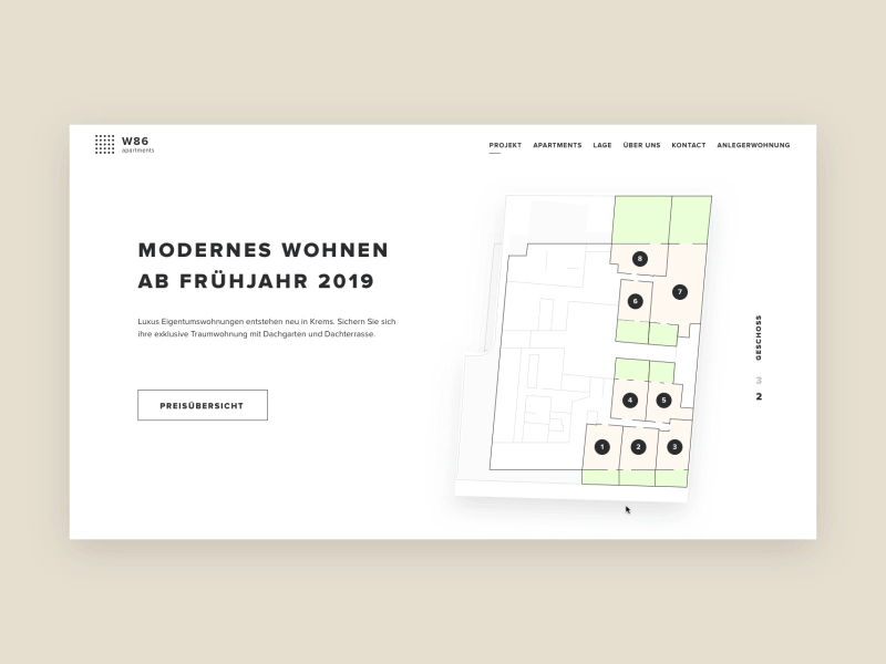 Selection of an apartment on the floor plan