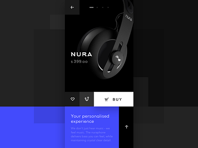 UI exploration: nuraphone product page block style blue earphones flat iphonex mobile product page store ui ux