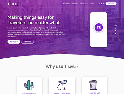 Truvlr, fictional web design app design ui web website