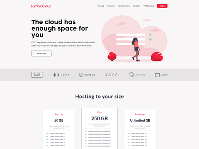 Lumins Cloud, fictional web design design ui web website