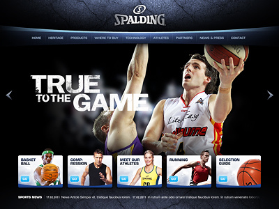 Spalding AU concept interface sport web design