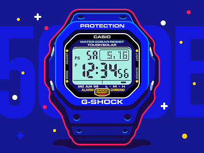 Casio G-SHOCK G5600e-1 5600 casio clock digital g shock gshock icon illustration watch