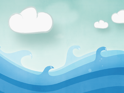 Ocean Cartoon background clouds ocean sky water