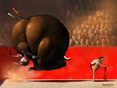 Ole advert bull bull fight illustration matador photoshop