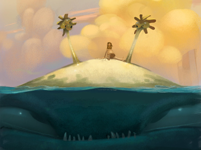 Things are not what they seem. art castaway digital illustration island shipwrecked