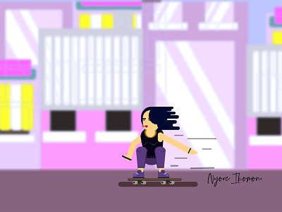 Skater Girl animation design flat illustration vector