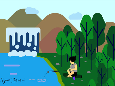 Gone Fishing animation design flat illustration vector