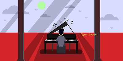 Music in the skies animation design flat illustration vector