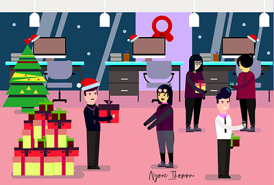 Office Christmas | Seasons Greetings christmas christmas bash digital 2d digitalart illustration office office design