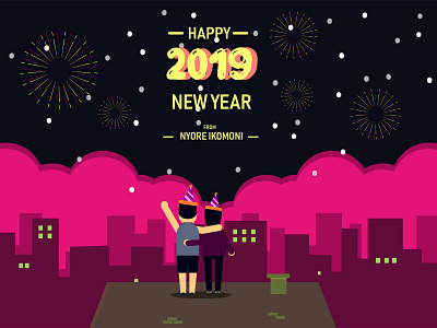 Happy New Year, Everyone animation design digitalart illustration new year new year 2019 ui vector