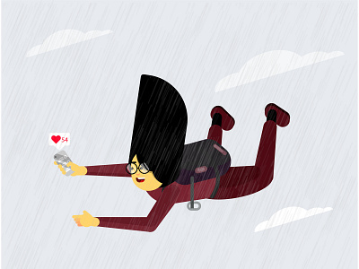 Sky Diving Meghan animation art design digital 2d digitalart illustration rainy skydiving vector